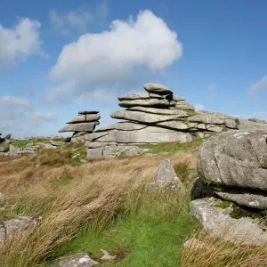 Prints of Rocks exposed on Bodmin Moor in Cornwall England : Windswept Rocks