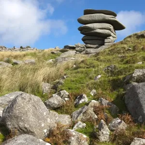Print of Windswept stones on Bodmin Moor, a granite tor landscape Print of Windswept stones on Bodmin Moor, a granite tor landscape