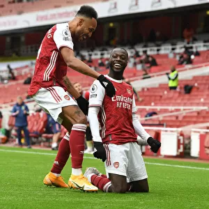 Arsenal's Nicolas Pepe and Pierre-Emerick Aubameyang Celebrate Goals Against Sheffield United (2020-21)