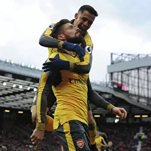 Arsenal's Unstoppable Duo: Giroud and Sanchez Celebrate Goal Against Manchester United, 2016-17