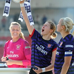 Ellen White (Arsenal) with the FA Cup Trophy. Arsenal Ladies 3: 0 Bristol Academy