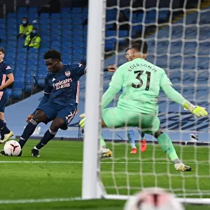 Manchester City vs Arsenal: Bukayo Saka's Thwarted Goal in Empty Etihad Stadium - Premier League 2020-21
