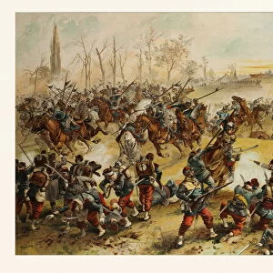 From the Battle of St. Quentin on the 19th of January 1871. German Cavalry Charging