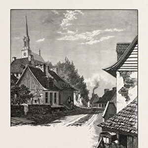 French Canadian Life, a Street in Chateau Richer, Canada, Nineteenth Century Engraving