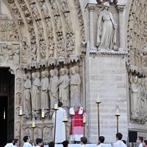 Mass outside Notre-Dame of Paris cathedral