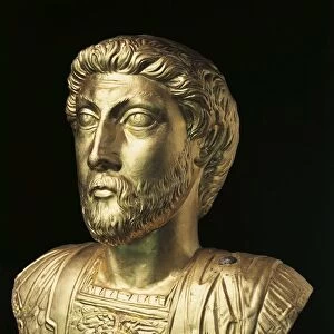 Switzerland, Five Good Emperors, Bust of the Emperor Marcus Aurelius (Marcus Annius Verus, 121 - 180 A. D. ), imperial age, gold