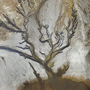 Aerial image directly over branch like mine tailings, Australia