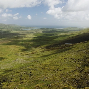 view down to owenmore valley from conor pass on the dingle peninsula in munster region