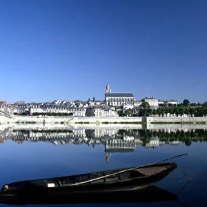 A rowing boat on the river at Blois, Loire Valley, France