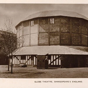 Full-scale recreation of the Globe Theatre designed by Edwin Lutyens for the Shakespeares England exhibition at Earls Court in 1912 (b / w photo)