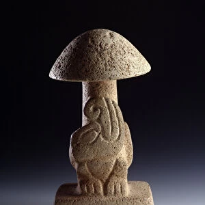 Mushroom, depicting a stylized snake, 2000 BC to AD 250 (basalt sculpture)