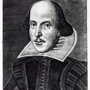 Portrait of William Shakespeare, engraved by Martin Droeshout, 1623 (engraving)