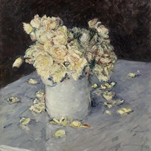 Yellow Roses in a Vase, 1882 (oil on canvas)