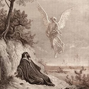 ELIJAH NOURISHED BY AN ANGEL, BY GUSTAVE DORE. Dore, 1832 - 1883, French. (1 Kings 19