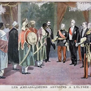 The ambassadors of Abyssinia visiting the Elysee Palace, 1898. Artist: F Meaulle