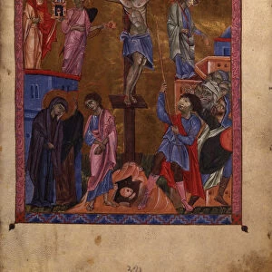 The Crucifixion (Manuscript illumination from the Matenadaran Gospel), 1268