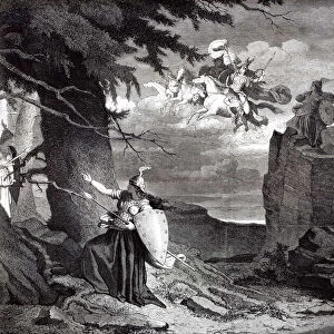 Das Rheingold by Richard Wagner. The Valkyries rock. Illustration to the premiere, 1869, 1869