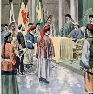 French Ambassador Gerard before the Guangxu Emperor of China, 1895. Artist: F Meaulle
