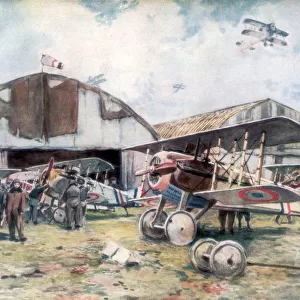 French Fighter Squadron Aerodrome, 1918, (1926). Artist: Francois Flameng