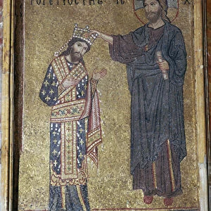 A mosaic of Christ crowning Roger II, 12th century