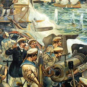 Naval battle between Russian and Japanese fleets, Russo-Japanese War, 1904-5