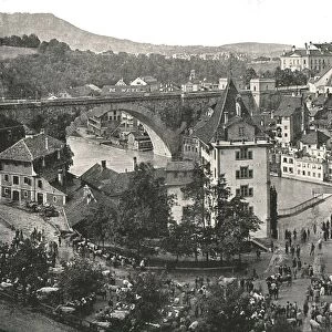 The Nydeggbrücke and cattle market, Bern, Switzerland, 1895. Creator: Unknown