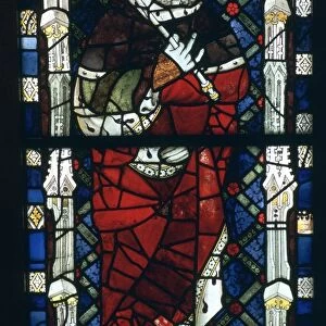 Stained glass image of King Canute, 11th century