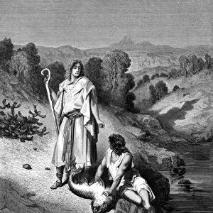 Tobias with the Archangel Raphael, 1865-1866. Artist: Gustave Dore