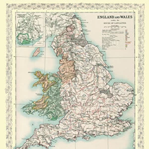 Map of England and Wales as it appeared under the House of Lancaster