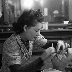 Ann Freedman Girl Barber working during WW2 - 1941 Women doing mens jobs during