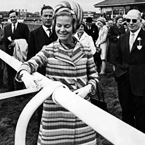 Katharine, Duchess of Kent cuts the tape to open officially Teesside Park Racecourse