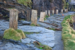 <b class=qtipBold><figcaption>Boscastle</figcaption></b><br>A row of bollards on the quayside around the harbour in the fishing village of Boscastle on the North Cornish Coast<br><em>© Paul Felix Photography Twelve Beacon Park Pelynt nr Looe Cornwall PL13 2PQ photos@paulfelix.co.uk 01503 221069</em> Boscastle