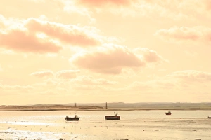 <b class=qtipBold><figcaption>Holy Island</figcaption></b><br>A fishing boat on the beach at Holy Island<br><em>© Paul Felix Photography Twelve Beacon Park Pelynt nr Looe Cornwall PL13 2PQ photos@paulfelix.co.uk 01503 221069</em> Holy Island