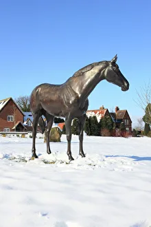 <b class=qtipBold><figcaption>Locking</figcaption></b><br>A statue on the Village Green, in memory of the racehorse Best Mate, ( three times winner of the Gold Cup ) which was trained Lockinge.<br><em>© Paul Felix Photography Twelve Beacon Park Pelynt nr Looe Cornwall PL13 2PQ photos@paulfelix.co.uk 01503 221069</em> Locking